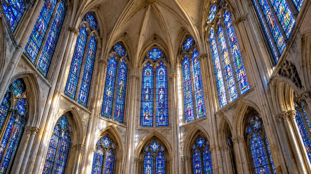 Le déambulatoire du chœur de Suger, consacré en 1144, et ses chapelles rayonnantes ouvertes
